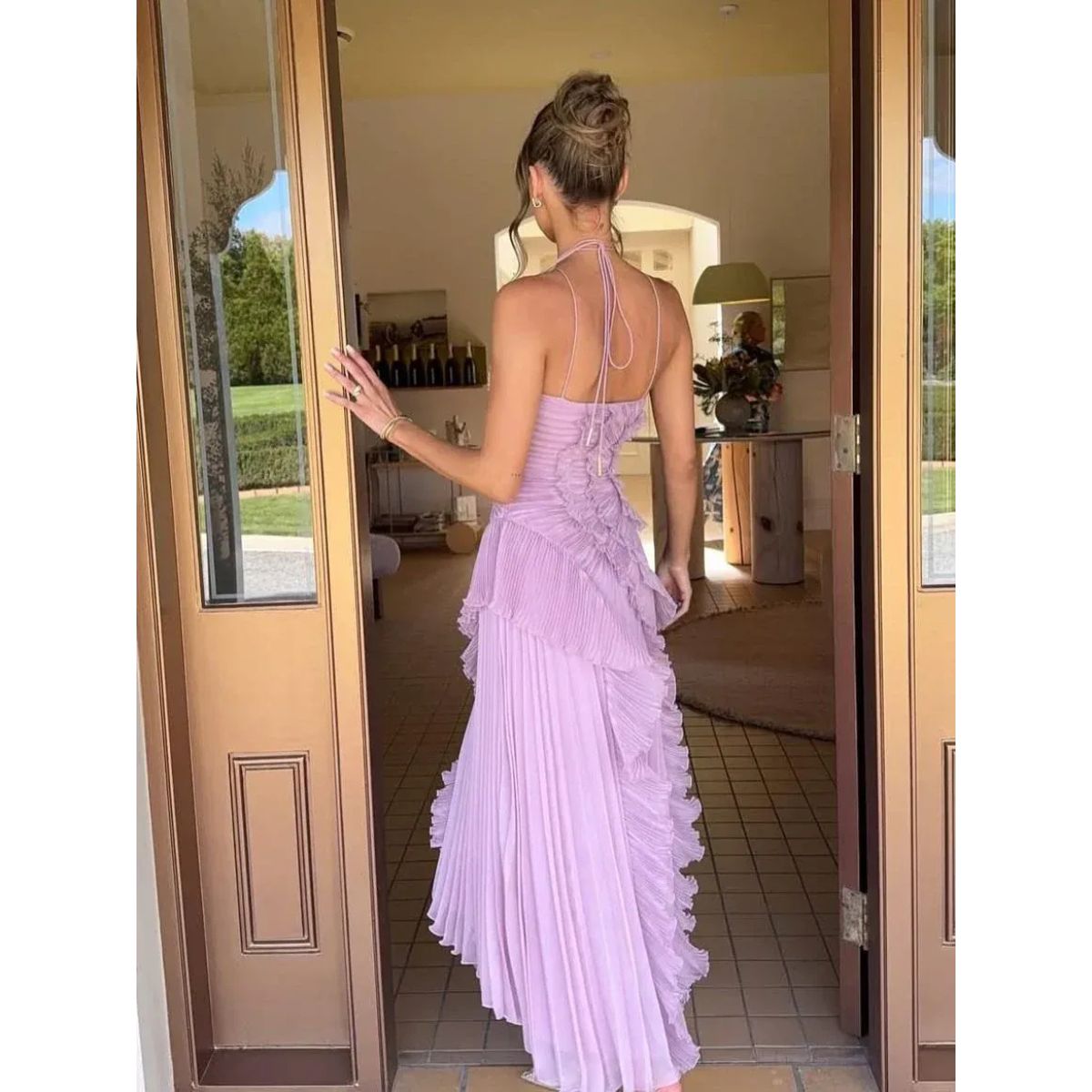 Kamilla | Elegancka długa sukienka z falbanami