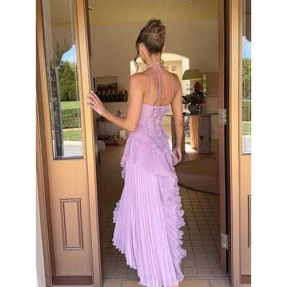 Kamilla | Elegancka długa sukienka z falbanami