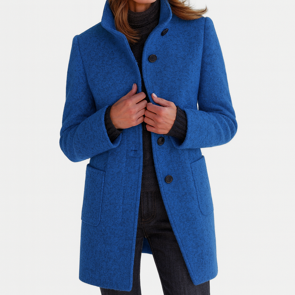Elara™ | Elegancki płaszcz soft-wool z wysokim kołnierzem