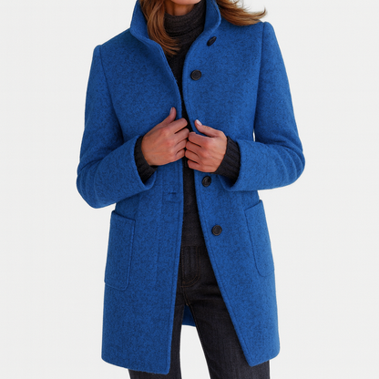 Elara™ | Elegancki płaszcz soft-wool z wysokim kołnierzem