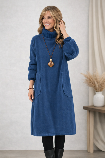 Klara™ | Elegancka swetrowa sukienka midi z golfem