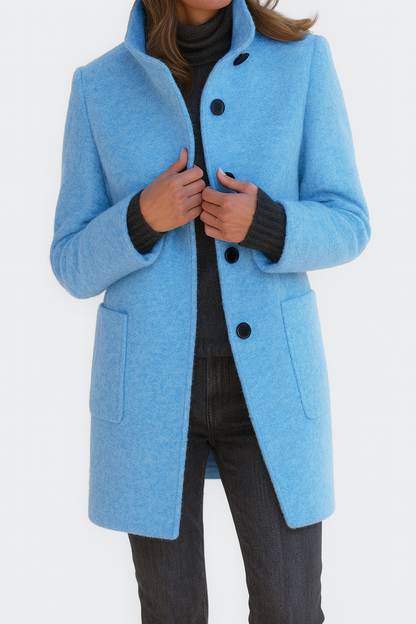 Elara™ | Elegancki płaszcz soft-wool z wysokim kołnierzem