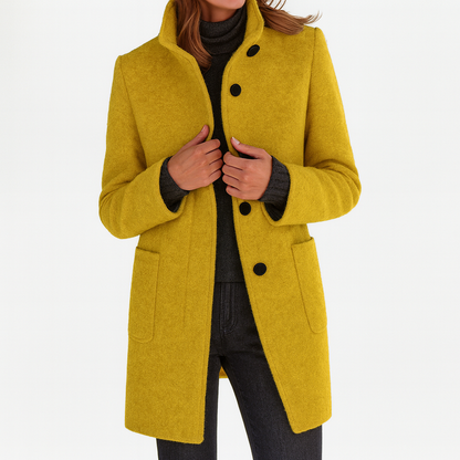 Elara™ | Elegancki płaszcz soft-wool z wysokim kołnierzem