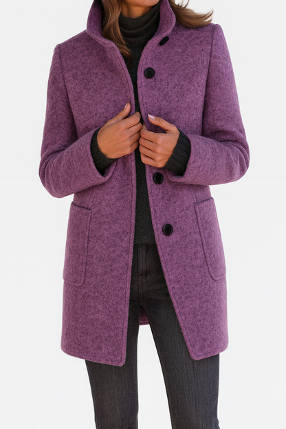 Elara™ | Elegancki płaszcz soft-wool z wysokim kołnierzem