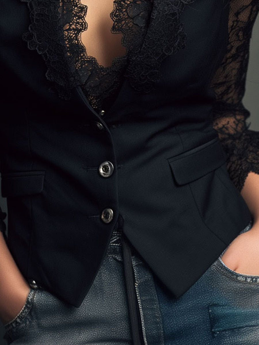 Seweryna™ – Stylowa bluzka z delikatnymi detalami koronki