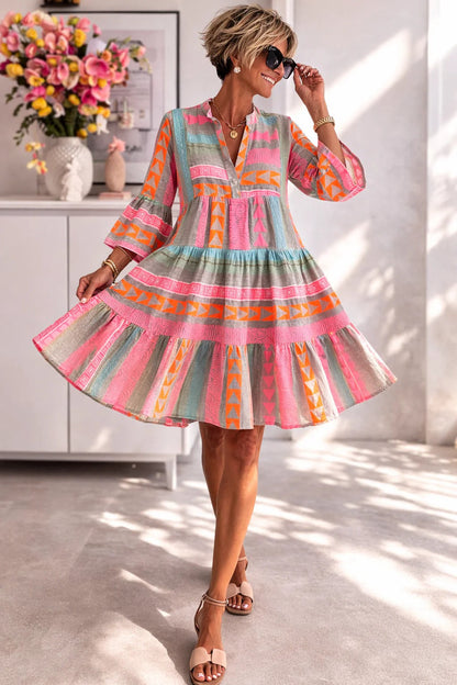 Lucy™ | Zwiewna Sukienka Midi z Eleganckim Wzorem