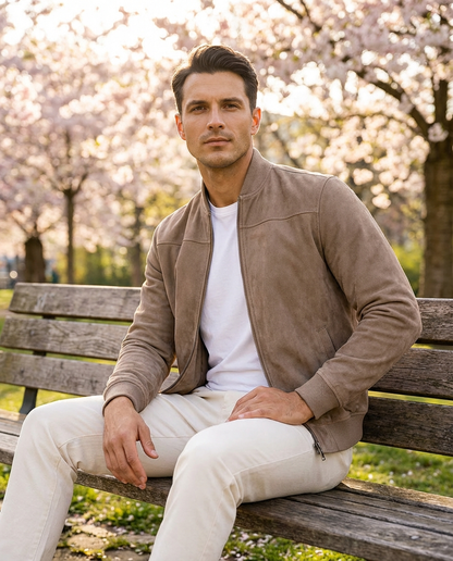 Kacper™ | Elegancka Kurtka Bomber z Zamszu