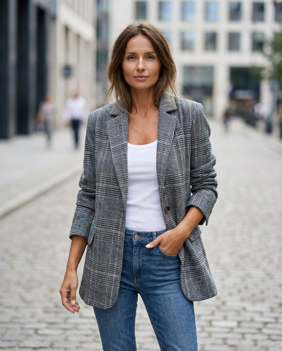 Alicja™ | Elegancka Marynarka w Ponadczasową Kratę