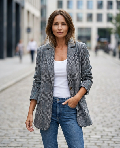 Alicja™ | Elegancka Marynarka w Ponadczasową Kratę