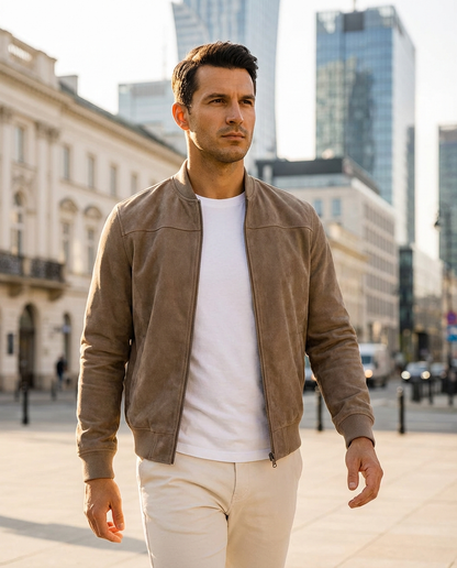 Kacper™ | Elegancka Kurtka Bomber z Zamszu